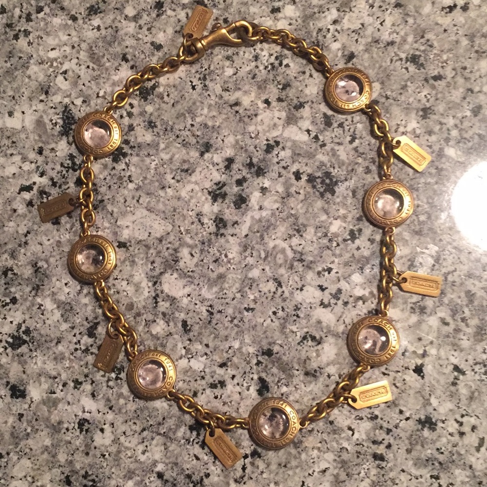 Coach Necklace with light pink stones